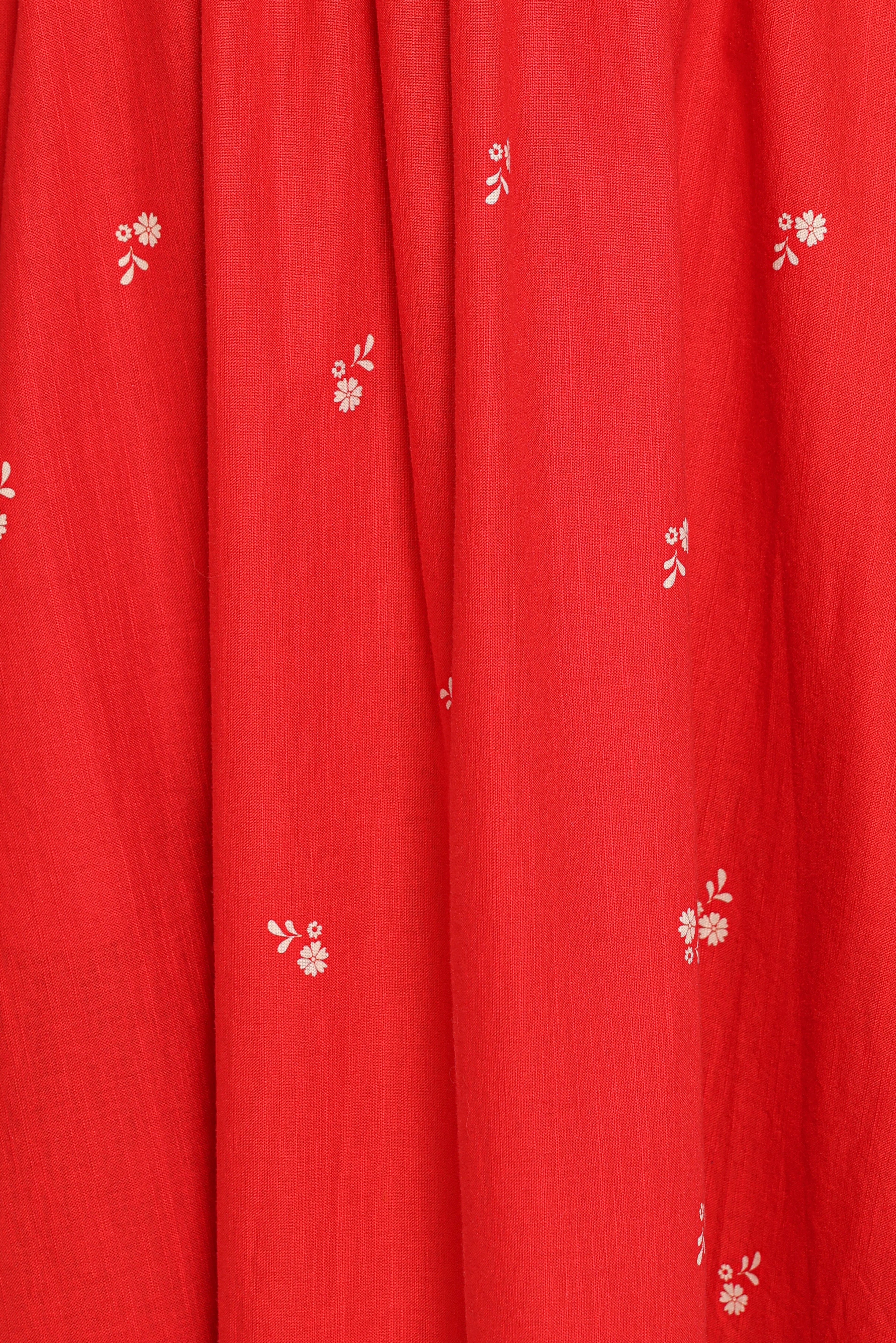 Domenica Shirred Long Sleeve Midi Dress - Red Floral Bandana