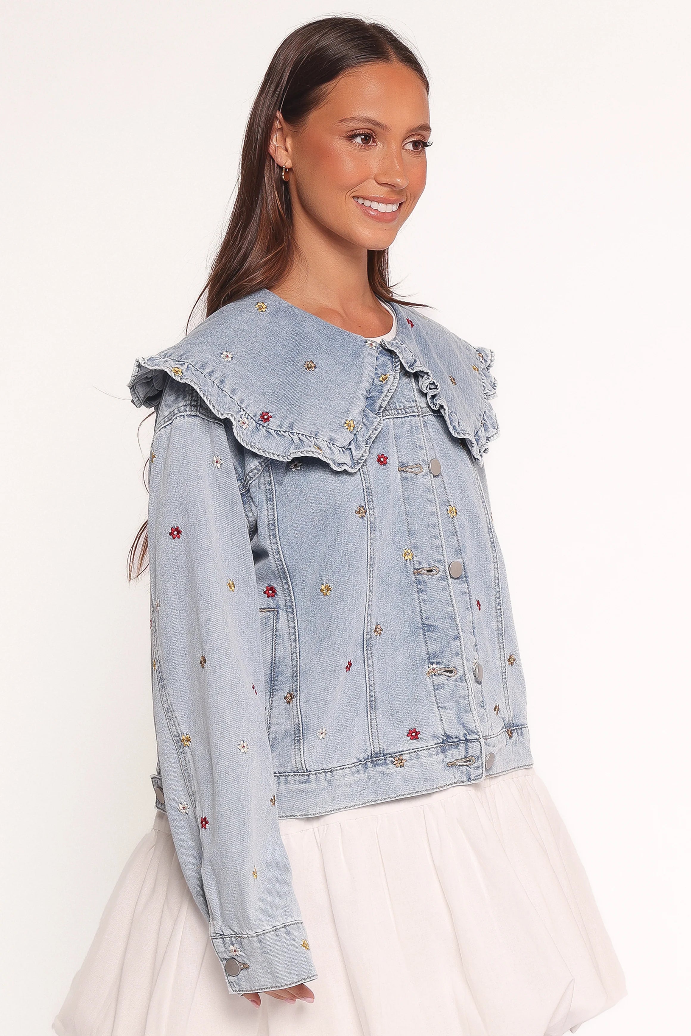 Ditsy Flower Denim Jacket - Medium Denim